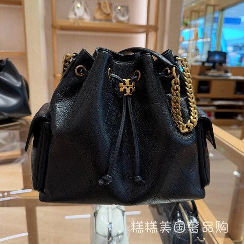 美国正品TB女包新款Charlie查理HOBO抽绳水桶包单肩斜挎包福袋包
