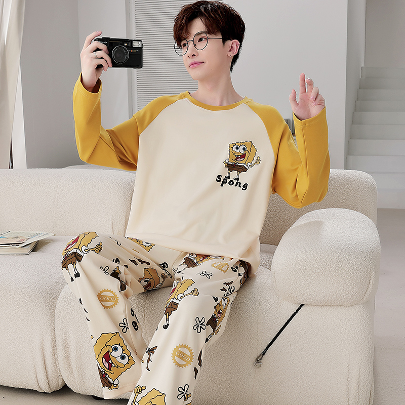 纯棉长袖男士睡衣春秋季