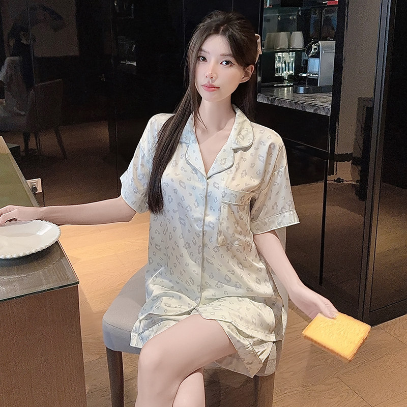 冰丝睡衣女夏季短袖大码两件套