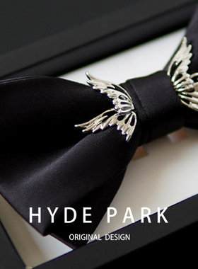 海德公园《比翼》原创西装新郎黑色结婚领结婚礼男高级感领花