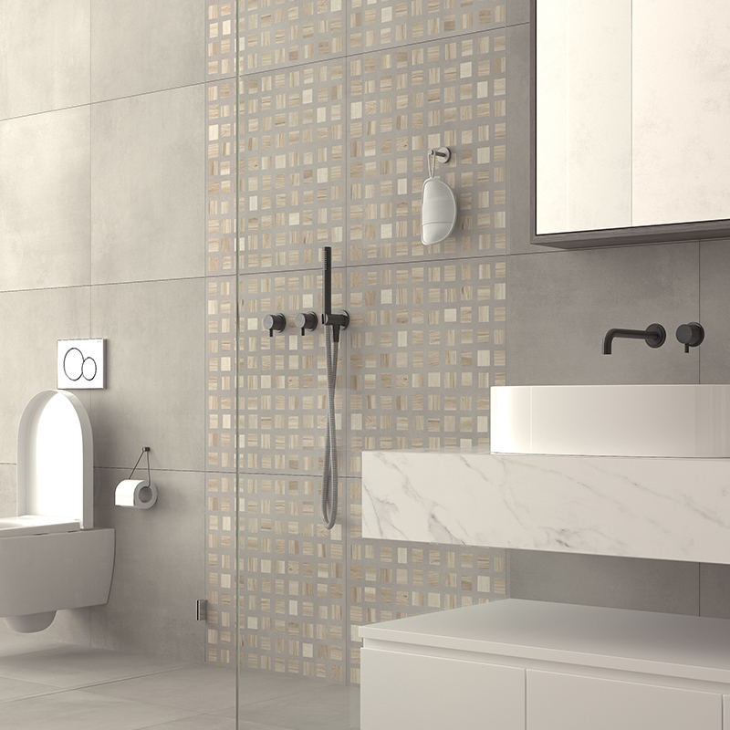 侘寂风别墅素色微水泥瓷砖花砖