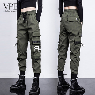 加绒工装裤女显瘦宽松束脚高腰大码胖mm2025新款百搭外穿休闲裤子