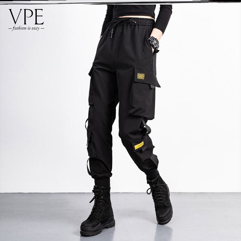 2025加绒新款工装裤女显瘦宽松束脚嘻哈ins大码胖mm休闲黑色裤子