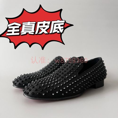 cl andgz红底鞋皮鞋黑色满黑钉乐福皮鞋绅士商务鞋婚鞋牛津男鞋