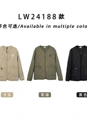 法斗秋冬新款男女同款v领纯色宽松轻薄棉服LW24188保暖韩版外套