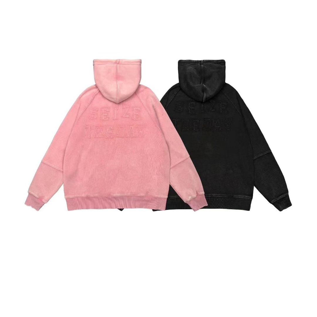 秋季字母贴布刺绣设计款连帽卫衣