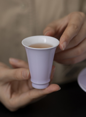 紫色陶瓷品茗杯家用闻香杯泡茶杯功夫茶具主人杯单杯茶盏茶杯小号