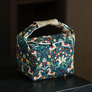 马年刺绣花园旅行茶具茶壶盖碗新中式收纳袋收纳包外出茶道零配