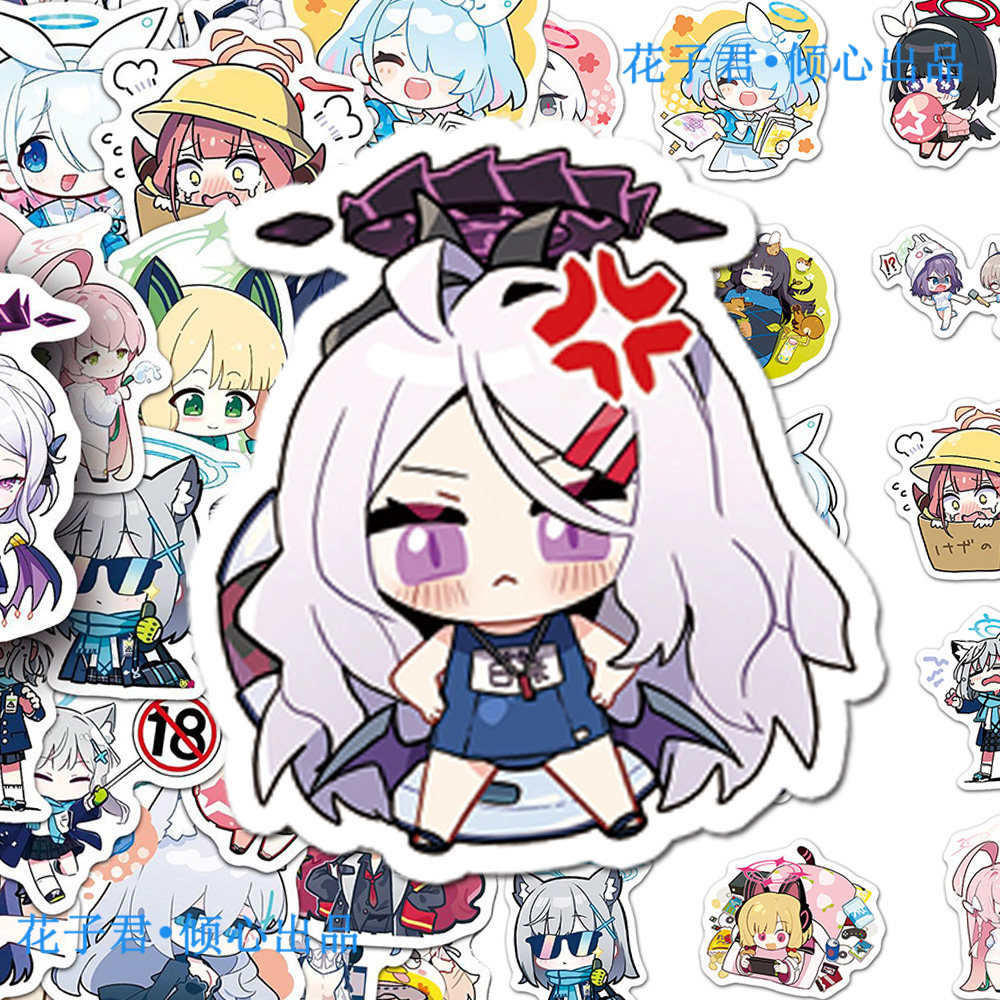 100张Q版蔚蓝档案贴纸卡通可爱ins风星野砂狼白子周边贴画diy桌面