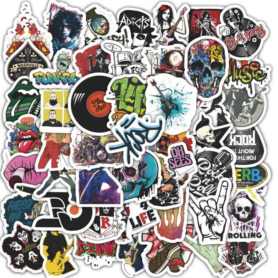 120张Rock贴纸个性炫酷潮流摇滚乐队创意diy行李箱吉他装饰