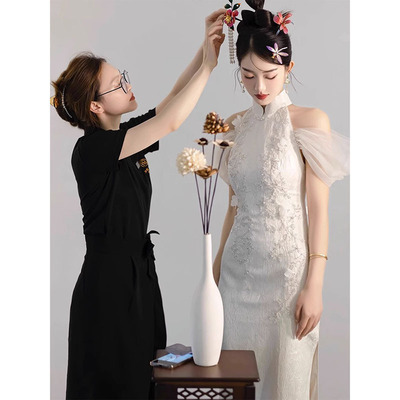 新中式晨袍女回门服新娘订婚礼服高端轻奢小众改良旗袍宴会连衣裙