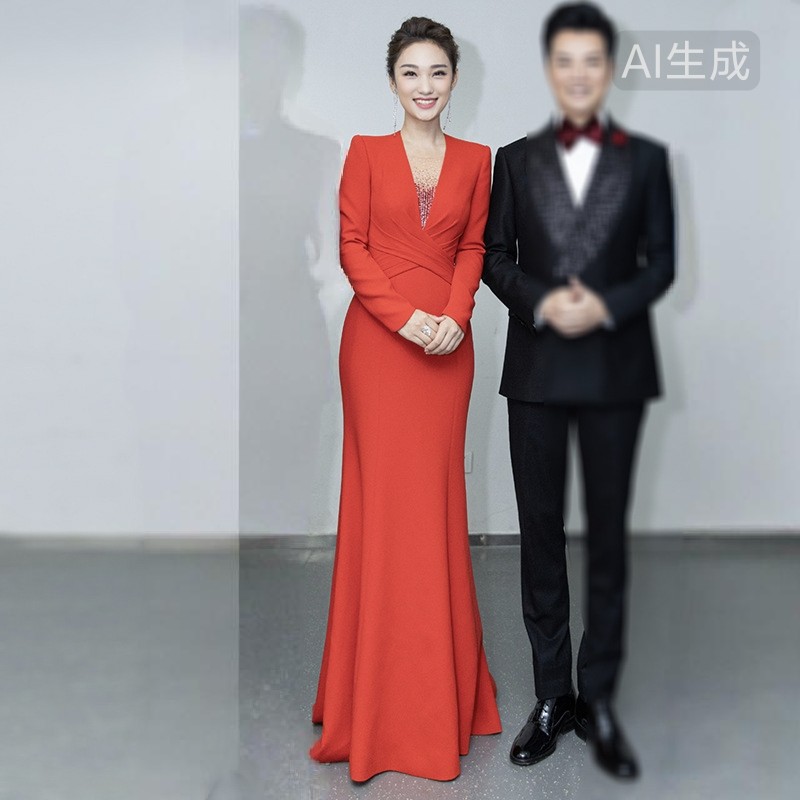 高端主持人年会晚礼服女结婚新娘订婚晚宴小个子生日成人礼高级感