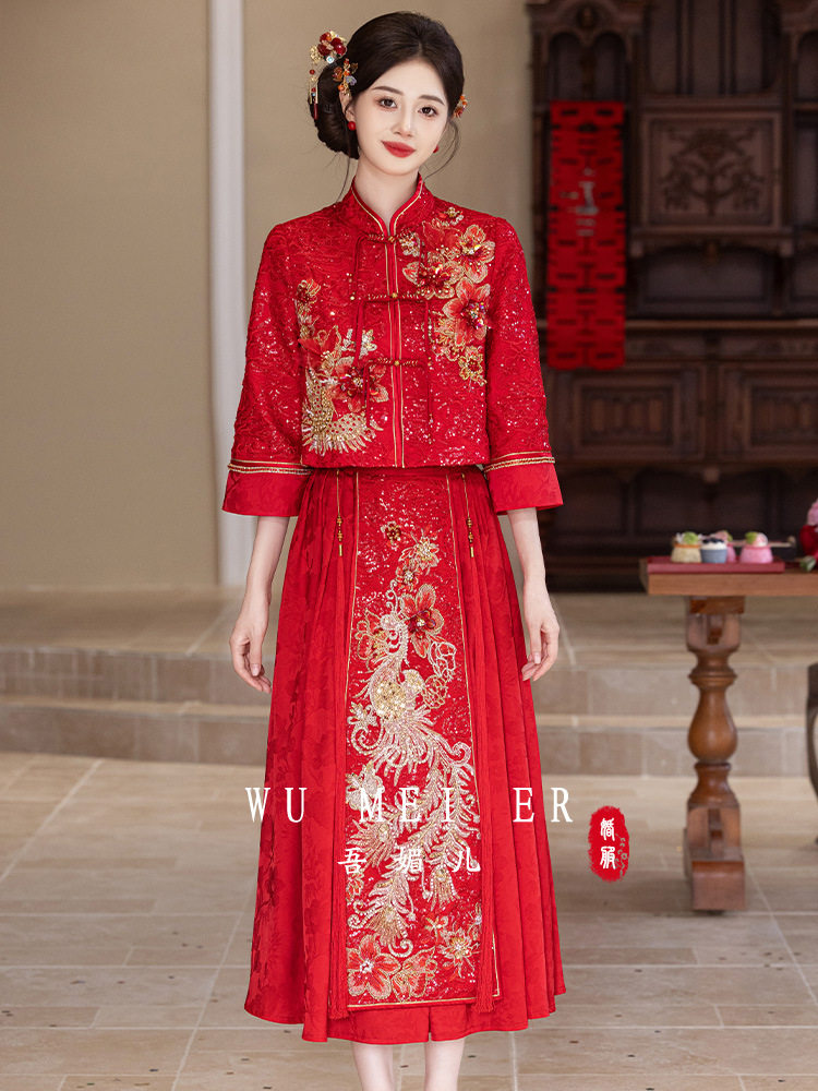 新中式国风秀禾服2025新款嫁衣高级感高端嫁衣优雅出阁服婚服秀禾