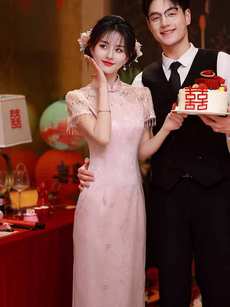 旗袍2025新款敬酒服新娘高级感新中式订婚结婚礼服连衣裙粉色优雅