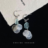 银针耳钉女小众设水晶贝壳轻奢气质百搭耳环2026新款 法式 耳饰流苏