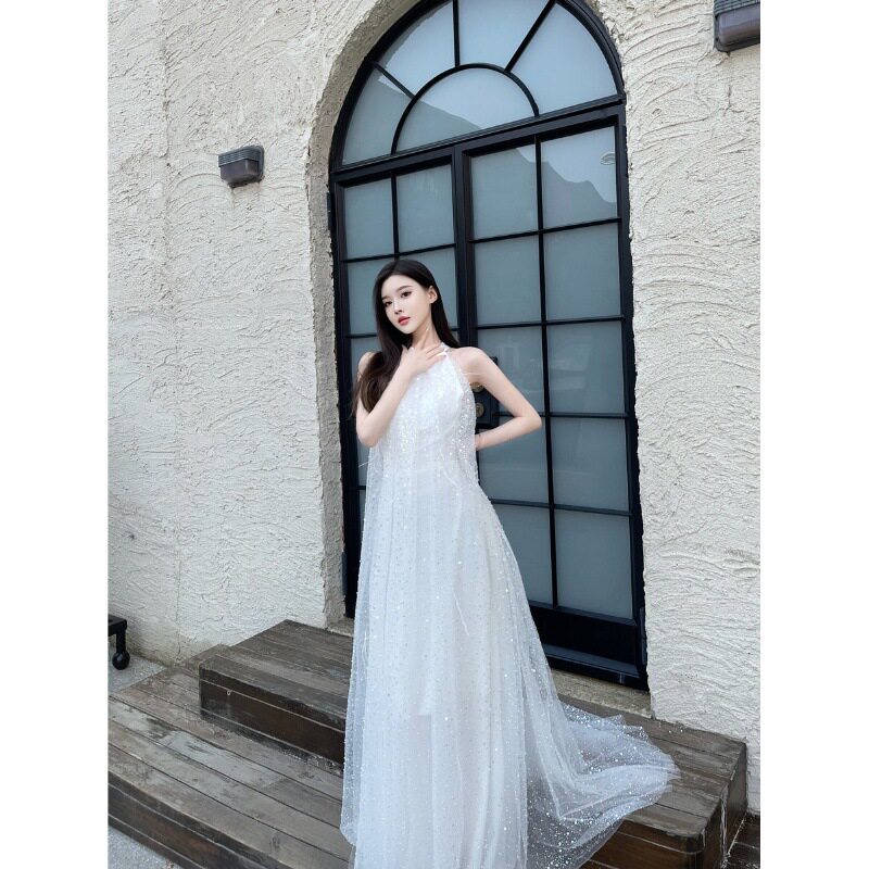 白色轻纱晨袍礼服裙女2026新款小个子新娘订婚轻奢小众高端高级感