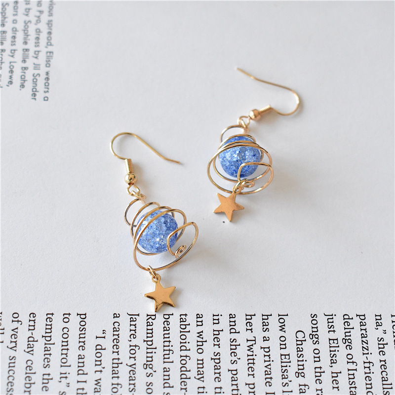 choker蓝色宇宙梦幻星河螺旋耳环