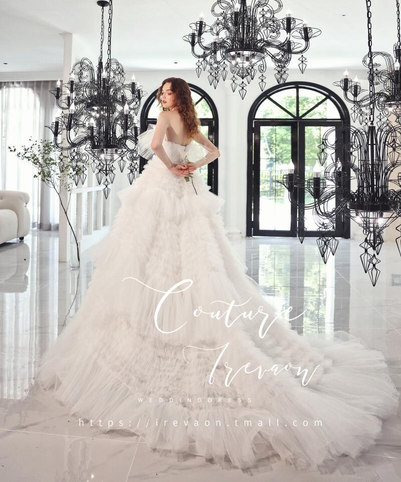 法式抹胸轻婚纱2025新款结婚迎宾晚宴生日礼服女蓬蓬裙新娘主婚纱