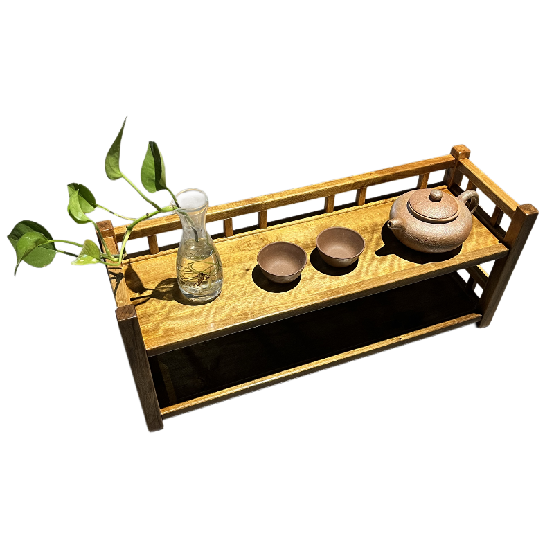 金丝楠木博古架实木桌面博古架茶具茶杯收纳架紫砂壶置物架茶桌茶