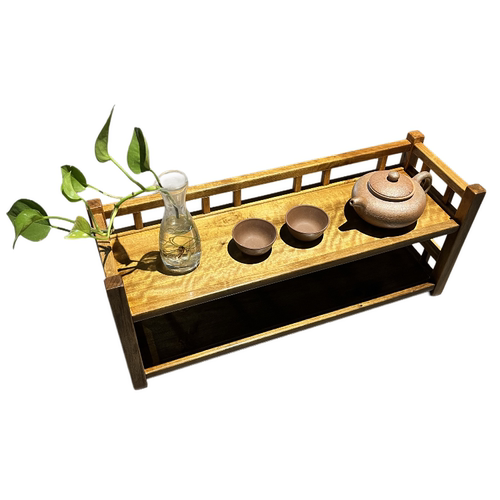 金丝楠木博古架实木桌面博古架茶具茶杯收纳架紫砂壶置物架茶桌茶
