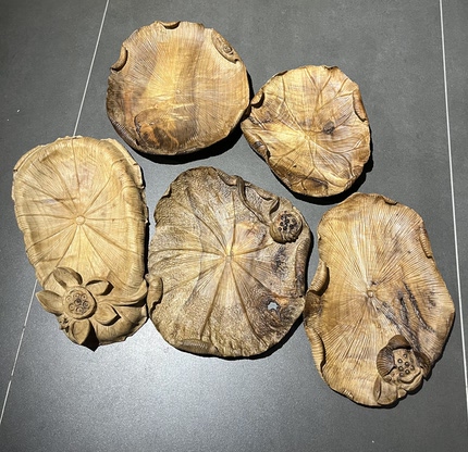 金丝楠木根雕果盘 四川小叶桢楠木荷叶果盘桢楠木收纳盘 壶承杯垫