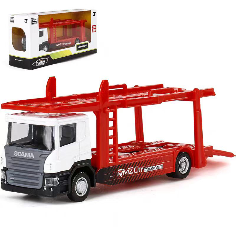 RMZ儿童轿运车1:64车辆运输半挂车汽车运输车合金车工程汽车模型