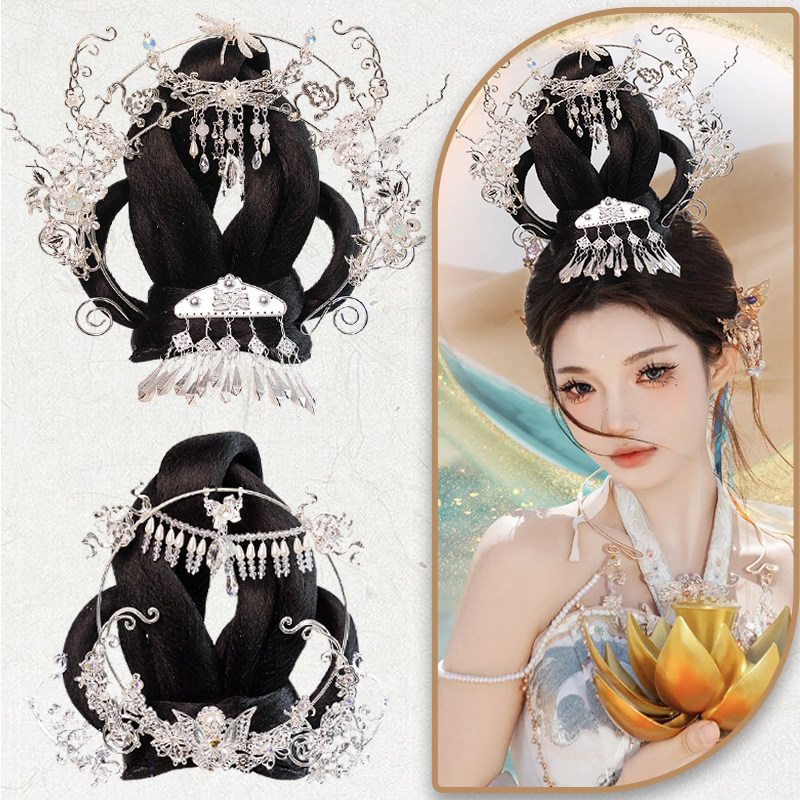 古装造型假发敦煌飞天飞仙仙女环状假发髻汉服唐坦领宋制头顶发包