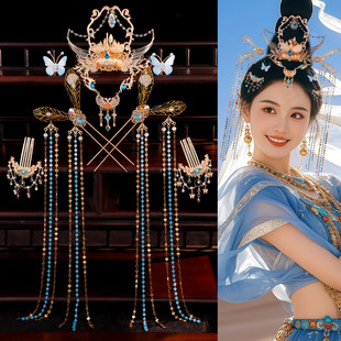 古风汉服头饰百搭异域风情发饰女蝉翼长流苏蝴蝶发钗点缀精致发冠