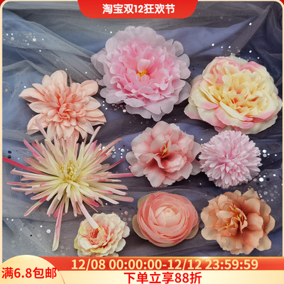 古风宋制绢花甜美发夹全套头饰