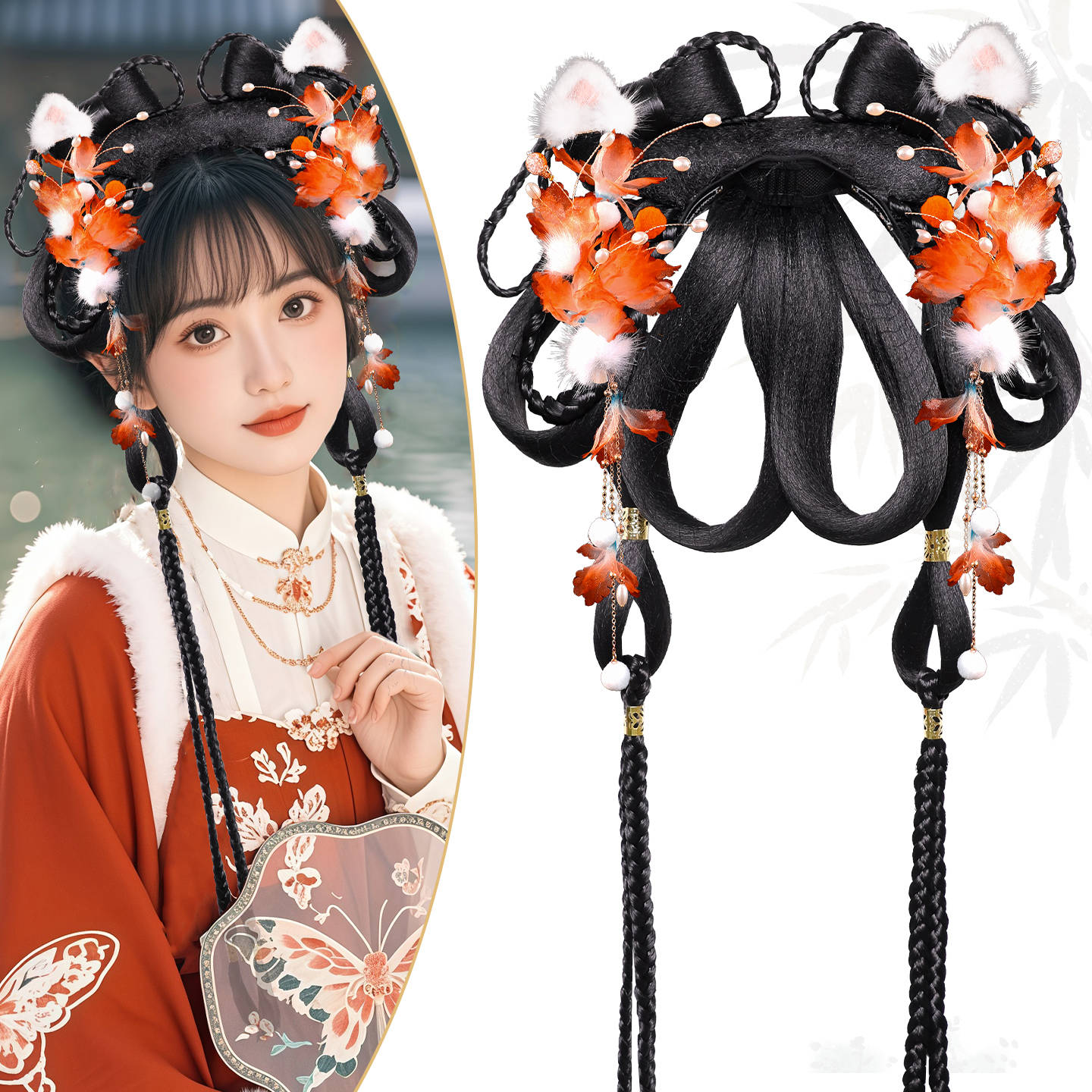 古风汉服假发发饰组合套装