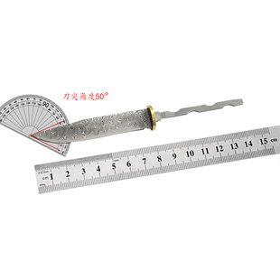 中号大马士革水果刀桌面刀户外小刀镶入式diy半成品胚子149A尖头