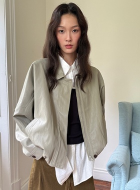 Fu韩系质感皮衣新款韩版修身皮夹克时尚翻领设计小众短款上衣外套