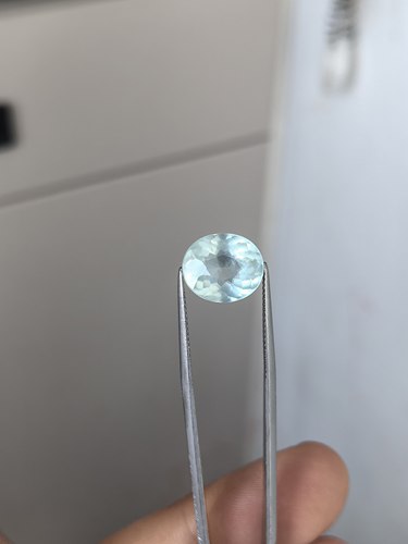 天然海蓝宝石裸石白色10.3*12.2毫米4.22克拉肉眼干净火彩好包邮