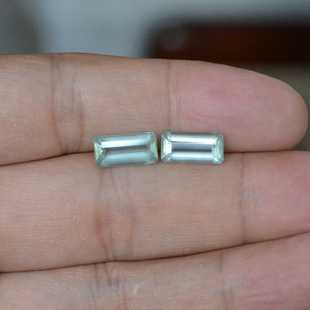 天然无优化绿柱石长方形裸石一对4.91克拉奶体满火彩超值特惠包邮