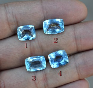 天然海蓝宝石裸石正方形戒面浅蓝色火彩好无任何处理有包体送证书