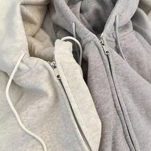 卫衣外套女春秋开衫灰色运动套装小个子2025连帽新款早秋初秋韩系