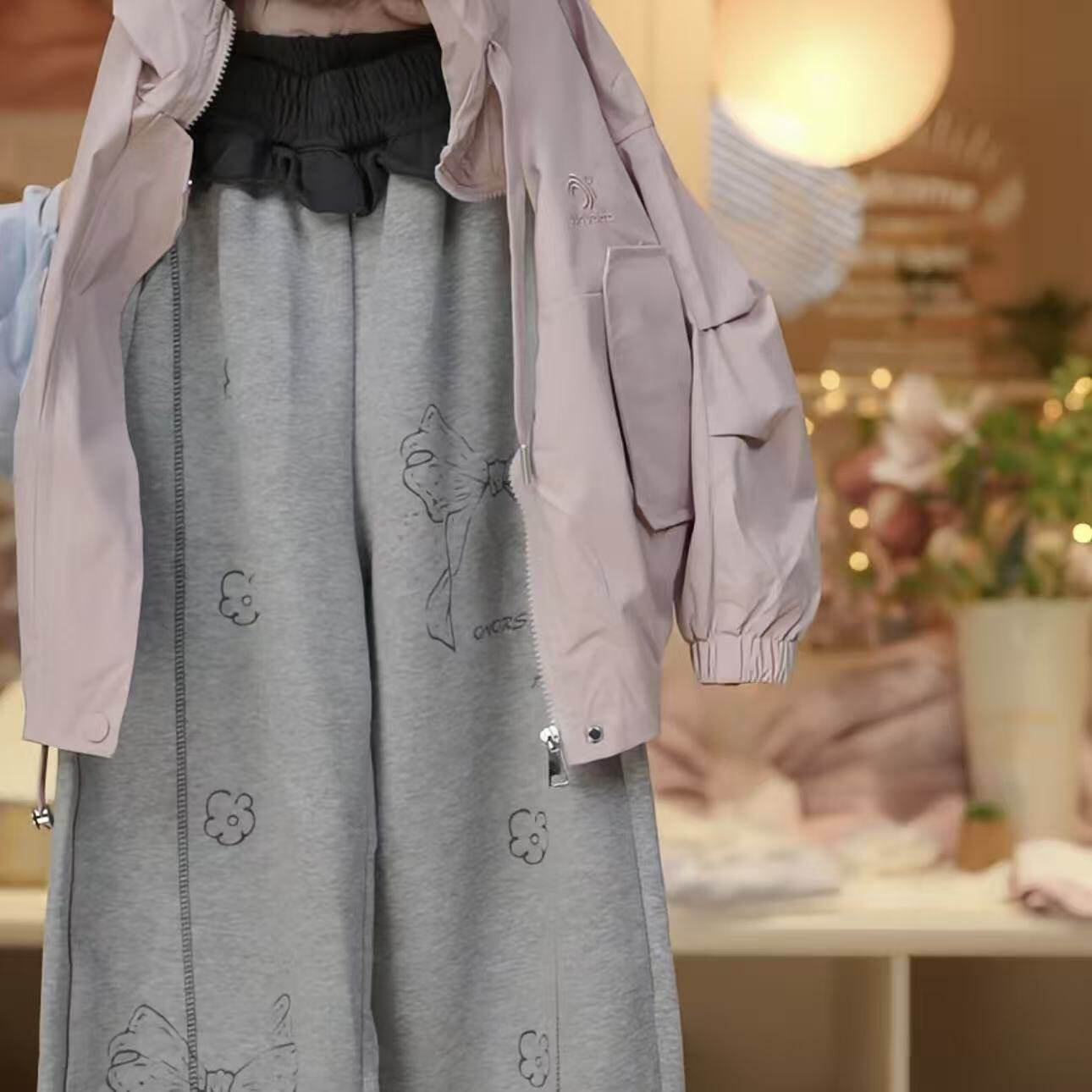 【CC家居控】女童春款裤子大童女孩运动裤宽松休闲裤阔腿裤Q62981