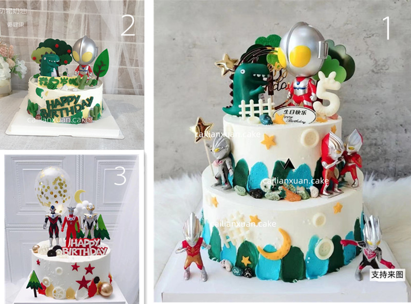 网红新款奥特曼打怪兽小男孩儿童生日蛋糕动物奶油苏州同城配送