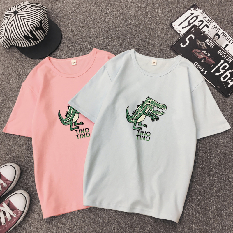 2019春夏季新款韩版可爱恐龙印花宽松百搭显瘦休闲短袖t恤女潮流|ruв категории Женская одежда, футболка - от Buy2taobao.com для оказания профессиональной услуги покупки агента Taobao