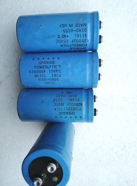 拆机美国老思碧 SPRAGUE 15v 42500UF 螺丝脚电容