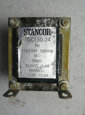 美国stancor进口变压器 E型牛 功率130W 输入230V 输出双12V