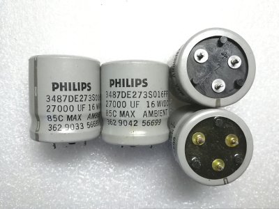 拆机飞利浦 PHILIPS 3487D系列 16v 27000uf 发烧滤波电容