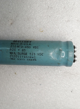 拆机 美国摩罗利 MALLORY 450V 210UF 螺丝脚高压发烧电容
