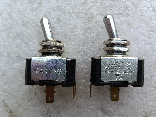 2脚开关 美国嘉灵CARLING  2脚2档大钮子开关 250V 10A 2脚开关