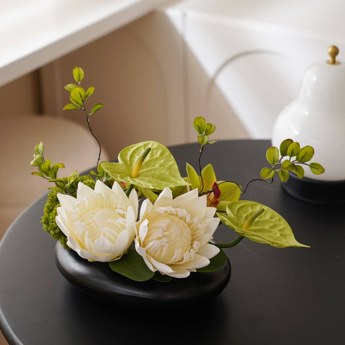 餐酒店桌中心49266花饭桌绿客厅仿真摆圆店植花花件假桌仿真花摆