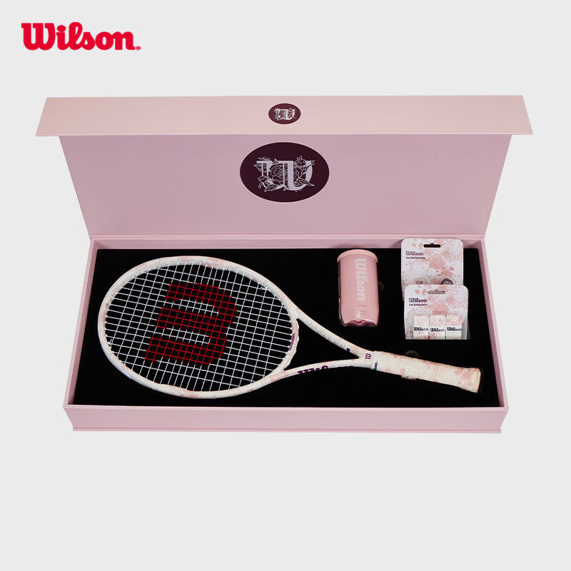 Wilson威尔胜玫瑰粉花卉系列女生初学进阶球网球拍礼盒套装新款