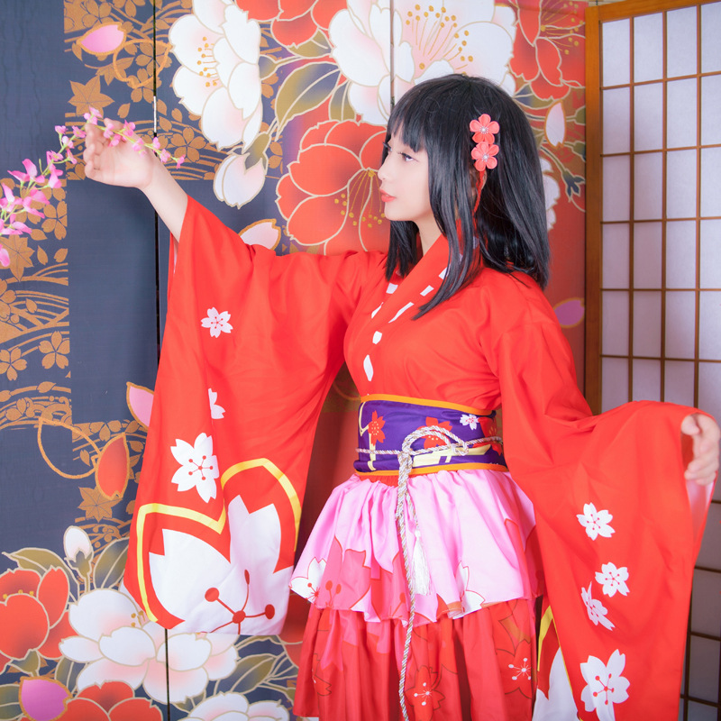 新款女 和服Cosplay 手游式神阴阳师樱花妖改良舞台演出服动漫服
