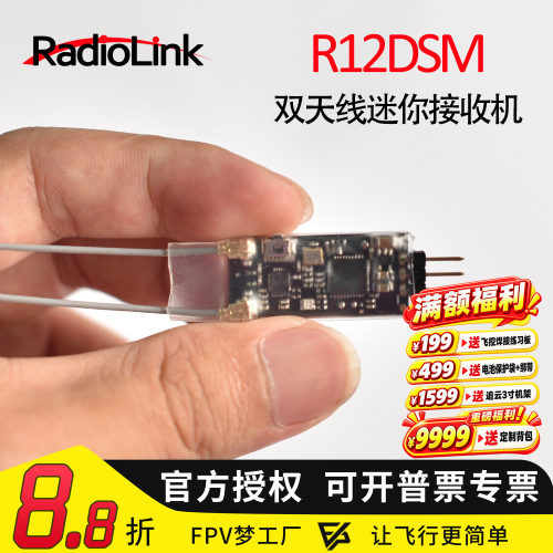 乐迪R12DSM R12DSE双天线迷你接收机12通道2.4G AT9 AT9S AT10II - 封面