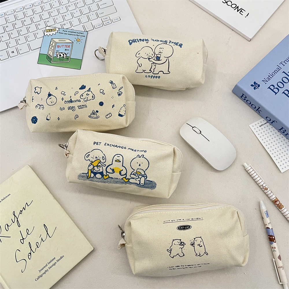 有趣琳 24302  ins风可爱印花初高中女学生简约帆布袋铅笔化妆,文具电教/文化用品/商务用品,笔袋,淘宝优惠券,粉丝福利购,淘宝优惠卷