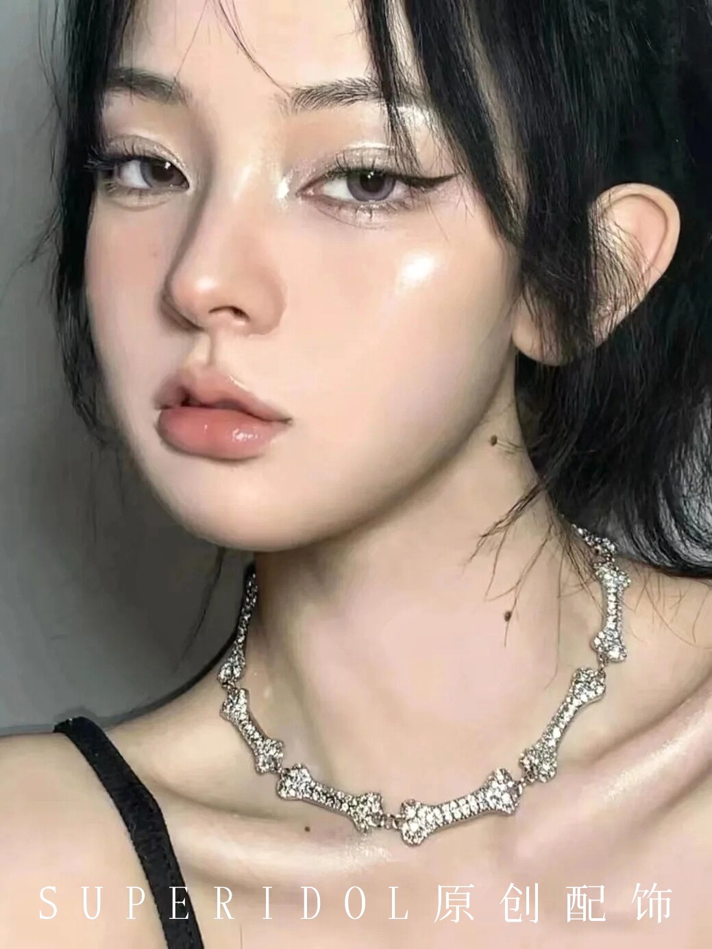 西太后骨头项链女辣妹镶钻颈链choker易梦玲虞书欣网红爆款锁骨链